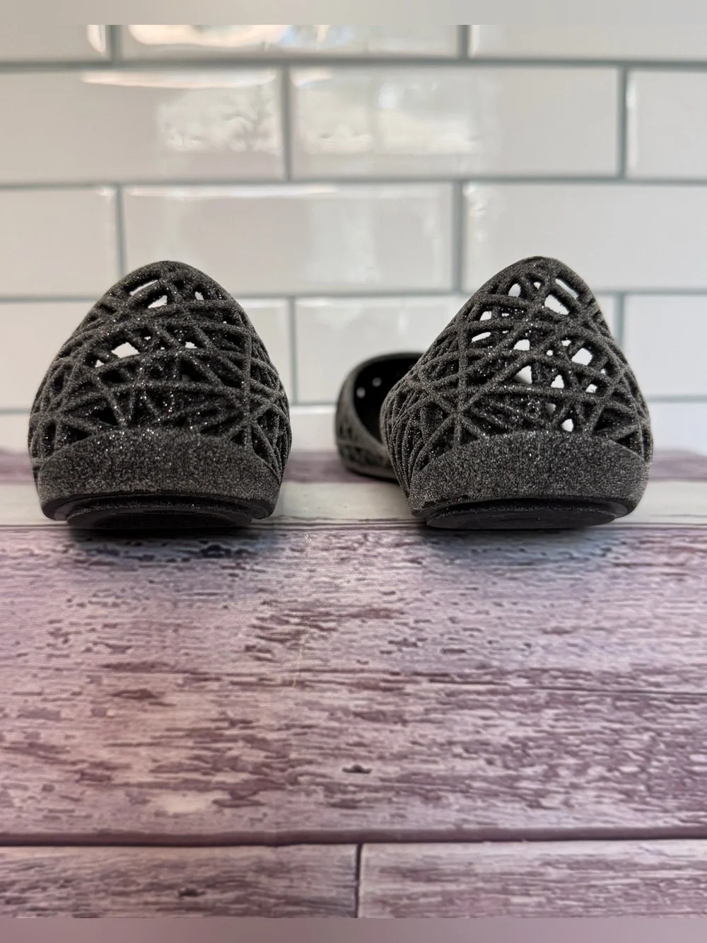 Mini Melissa 🖤 Jelly Flat Smokey Glitter size 11